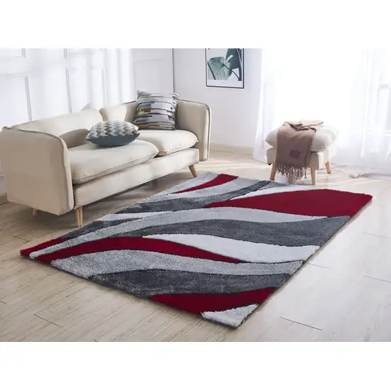 Red Shag Hand Tufted Area Rug Photo 8