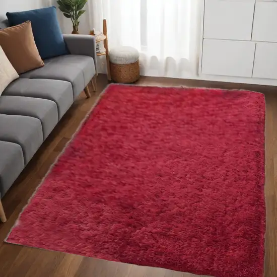 Red Shag Hand Tufted Area Rug Photo 1