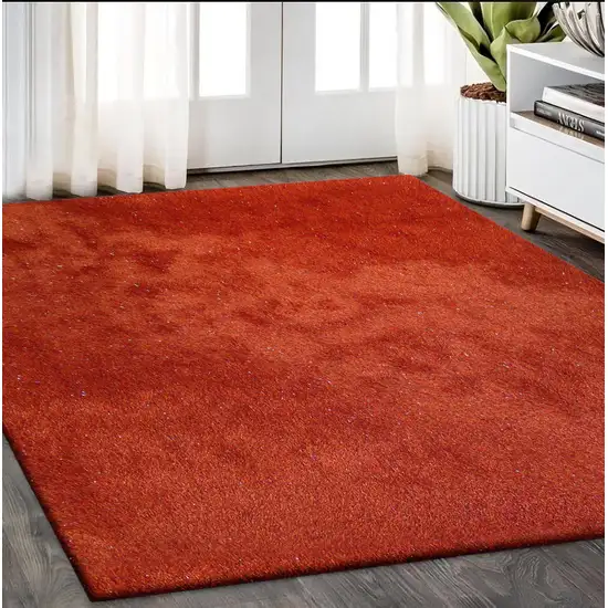 Red Shag Hand Tufted Area Rug Photo 2