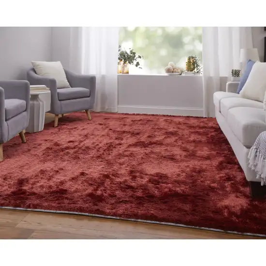 Red Shag Hand Tufted Area Rug Photo 8