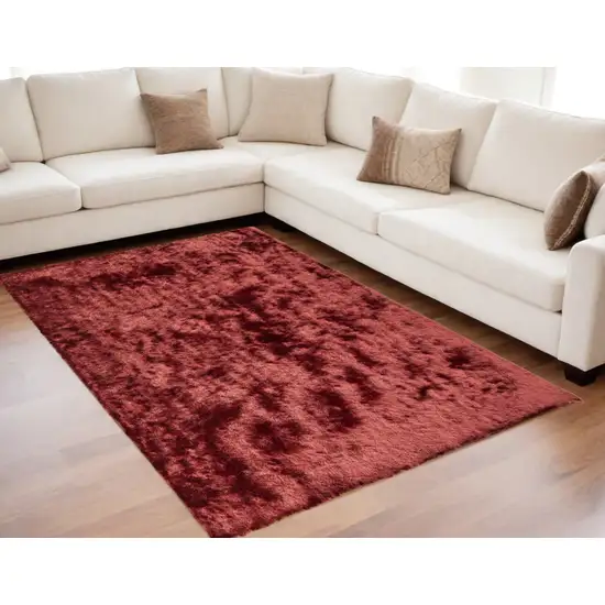 Red Shag Hand Tufted Area Rug Photo 1