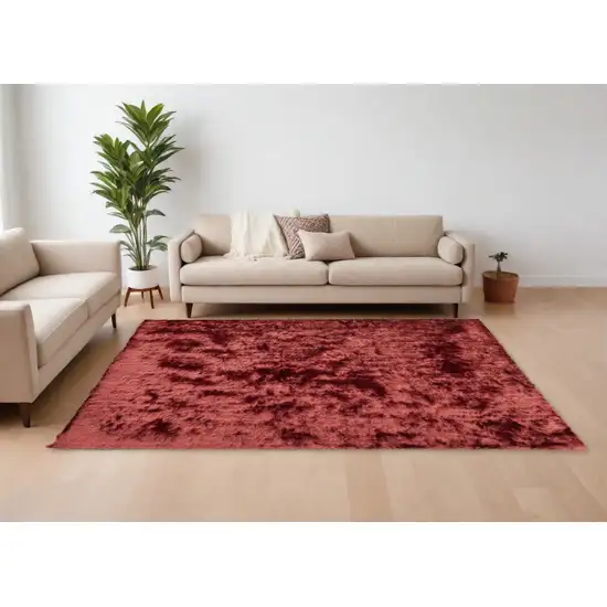 Red Shag Hand Tufted Area Rug Photo 1