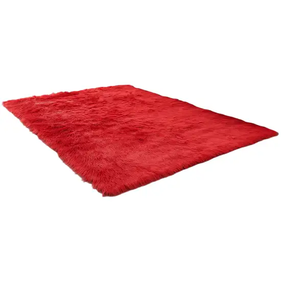 Red Shag Sheepskin Washable Area Rug Photo 1