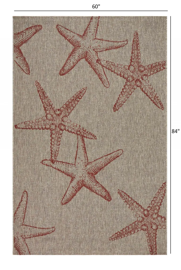 Red Starfish Indoor Outdoor Area Rug Photo 4