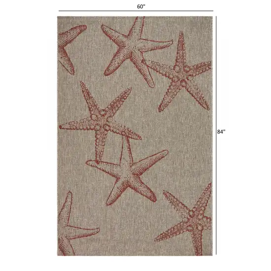 Red Starfish Indoor Outdoor Area Rug Photo 4