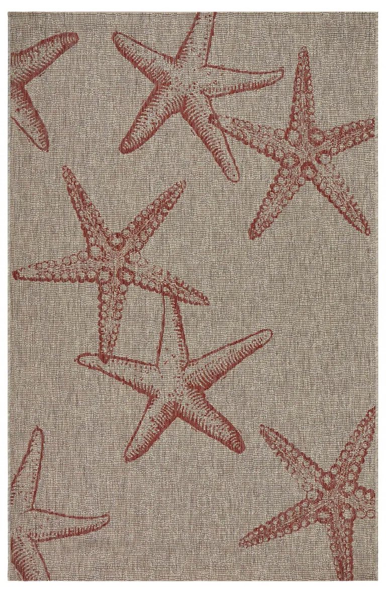 Red Starfish Indoor Outdoor Area Rug Photo 1