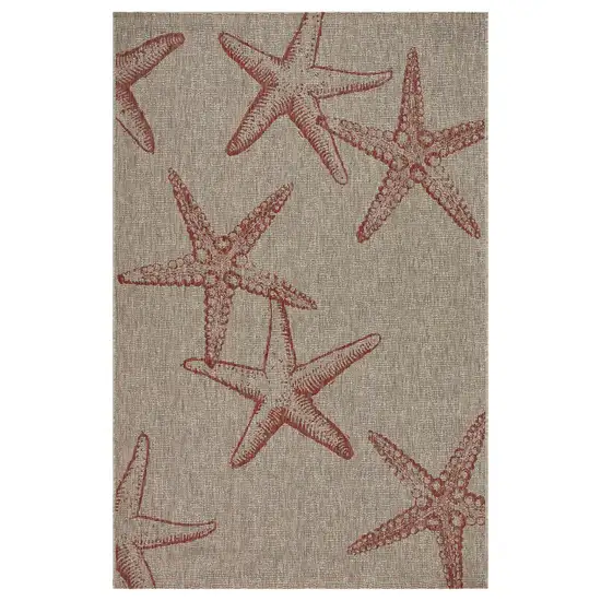 Red Starfish Indoor Outdoor Area Rug Photo 1