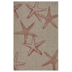 Photo of Red Starfish Indoor Outdoor Area Rug