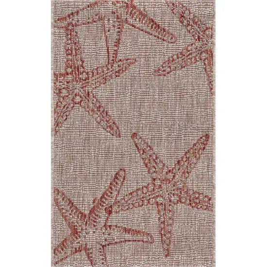 Red Starfish Indoor Outdoor Scatter Rug Photo 1