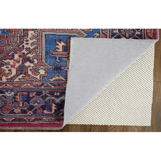 Red Tan And Blue Floral Power Loom Area Rug Photo 4