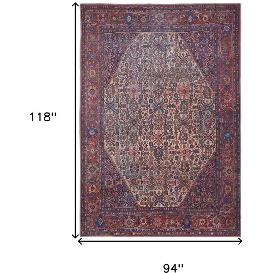 Red Tan And Blue Floral Power Loom Area Rug Photo 3