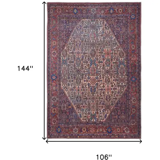 Red Tan And Blue Floral Power Loom Area Rug Photo 3