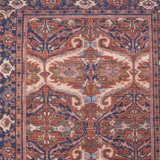 Red Tan And Blue Floral Power Loom Area Rug Photo 5