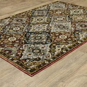 Photo of Red Tan And Ivory Medallion Area Rug