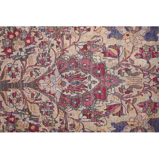 Red Tan And Pink Floral Power Loom Area Rug Photo 3