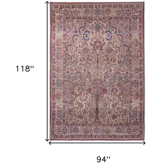 Red Tan And Pink Floral Power Loom Area Rug Photo 3