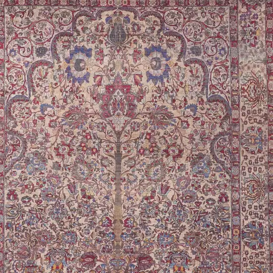 Red Tan And Pink Floral Power Loom Area Rug Photo 6