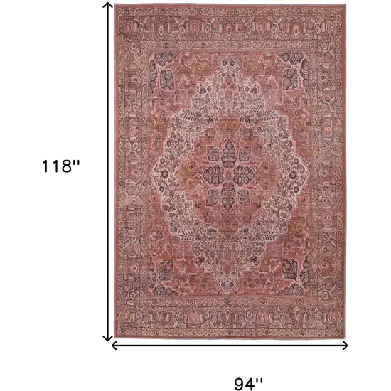 Red Tan And Pink Floral Power Loom Area Rug Photo 3