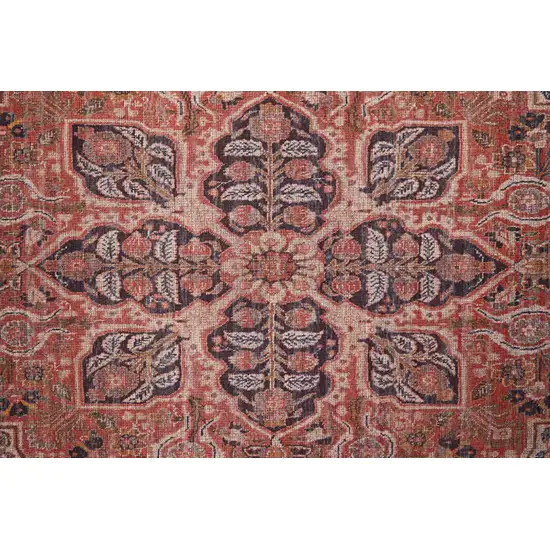 Red Tan And Pink Floral Power Loom Area Rug Photo 4