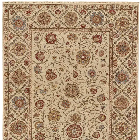 Red Tan and Gold Wool Oriental Hand Knotted Area Rug Photo 4