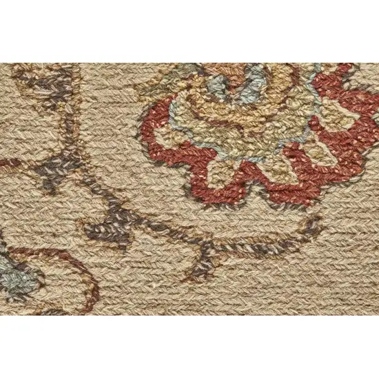 Red Tan and Gold Wool Oriental Hand Knotted Area Rug Photo 5