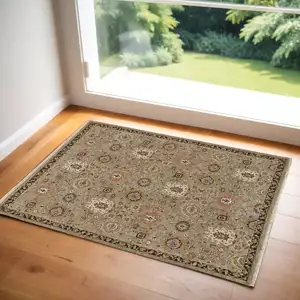 Photo of Red Taupe and Gold Wool Oriental Hand Knotted Area Rug