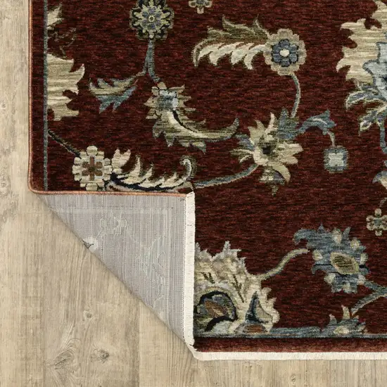 Red Teal And Green Oriental Area Rug With Fringe Photo 8