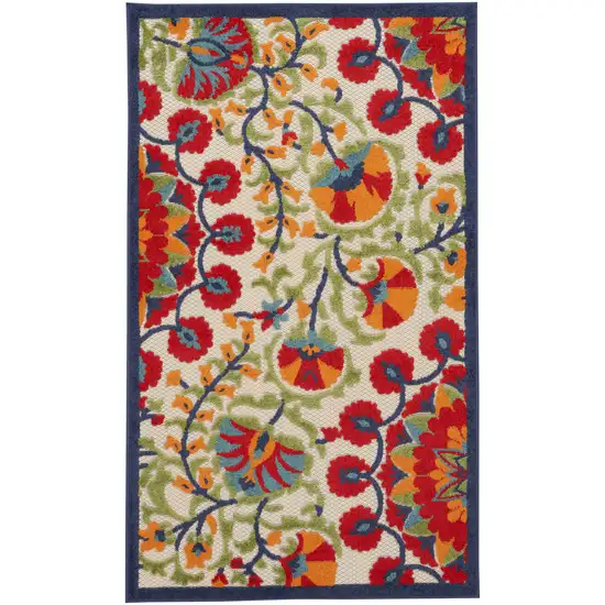 Red Toile Non Skid Indoor Outdoor Area Rug Photo 1