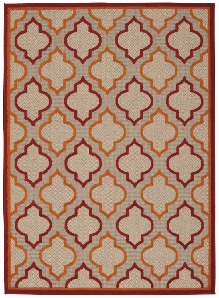 Red Trellis Indoor Outdoor Area Rug Photo 1