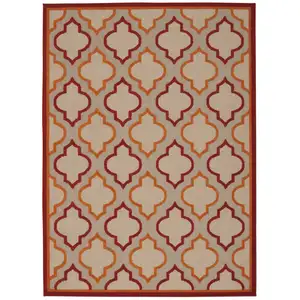 Photo of Red Trellis Indoor Outdoor Area Rug