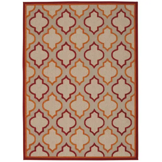 Red And Ivory Geometric Indoor Outdoor Area Rug Photo 8