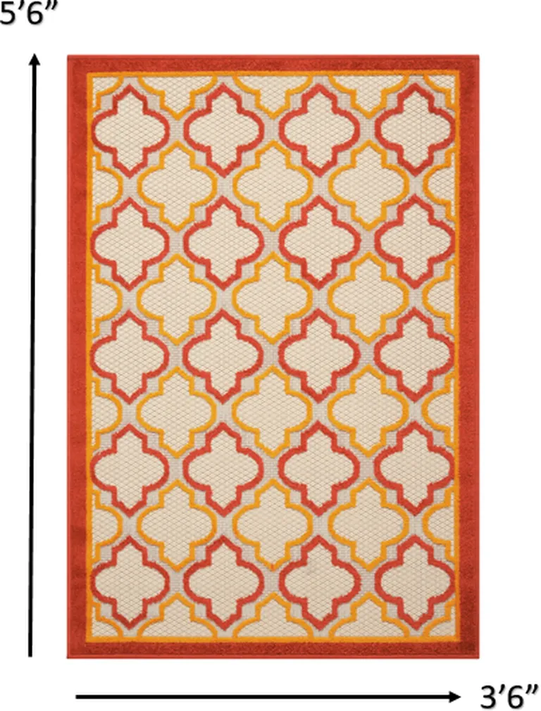 Red Trellis Indoor Outdoor Area Rug Photo 2