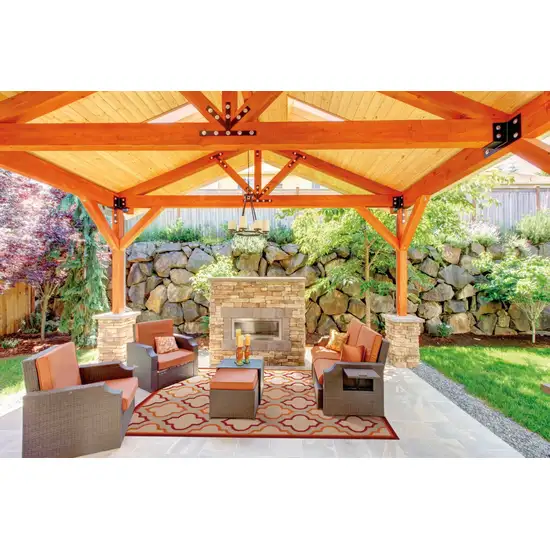 Red Trellis Indoor Outdoor Area Rug Photo 4