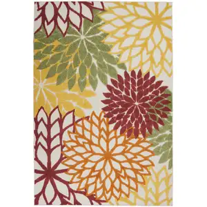 Photo of Red Tropical Indoor Outdoor Area Rug