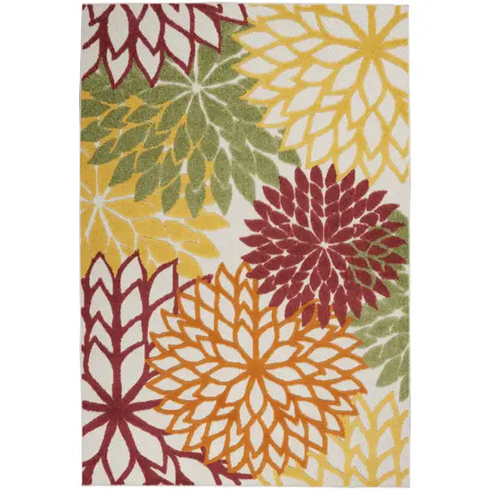 Green And Ivory Floral Indoor Outdoor Area Rug Photo 1