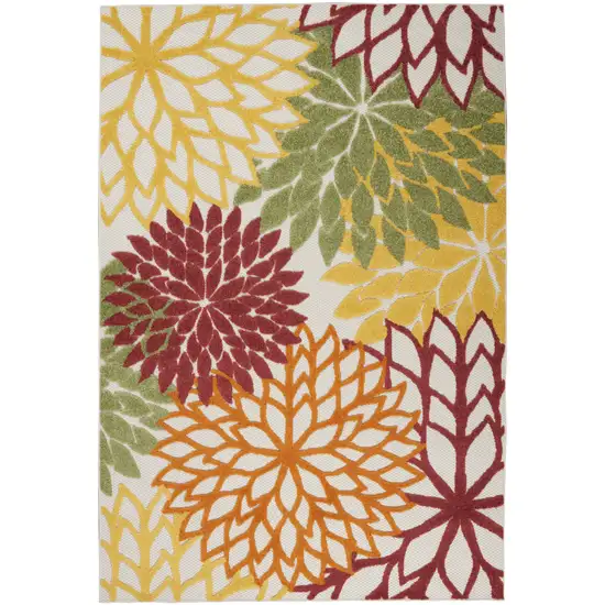 Green And Ivory Floral Indoor Outdoor Area Rug Photo 6