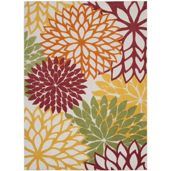 Green And Ivory Floral Indoor Outdoor Area Rug Photo 1