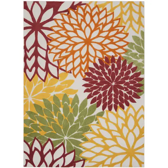 Green And Ivory Floral Indoor Outdoor Area Rug Photo 7