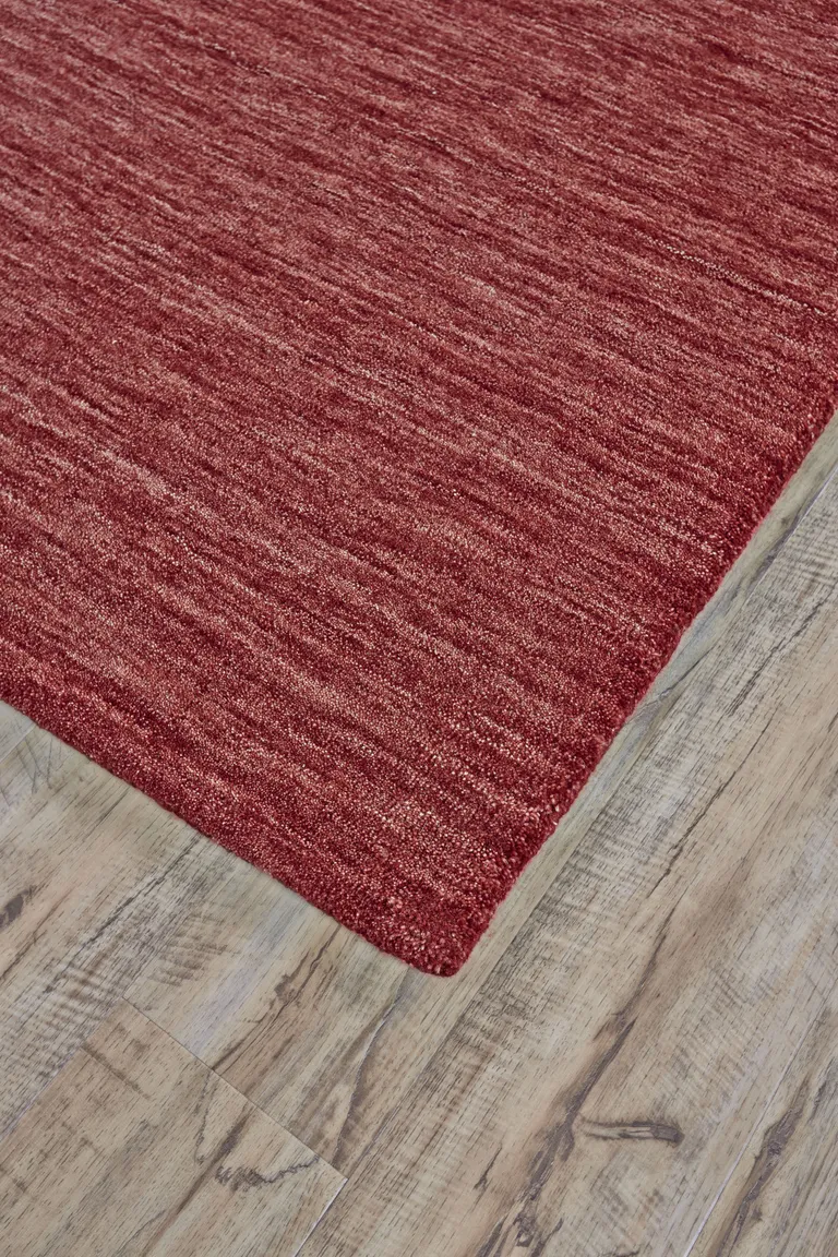 Red Wool Hand Woven Stain Resistant Area Rug Photo 4