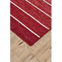 Photo of Red Wool Striped Hand Woven Area Rug