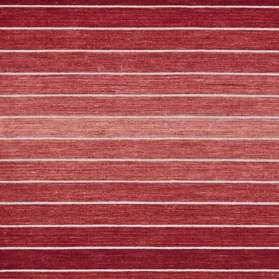 Red Wool Striped Hand Woven Area Rug Photo 5