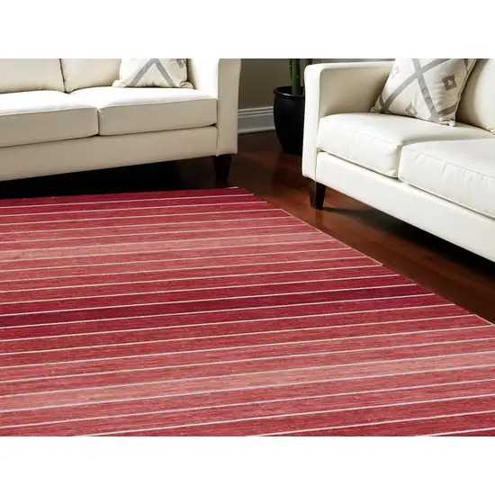 Red Wool Striped Hand Woven Area Rug Photo 1