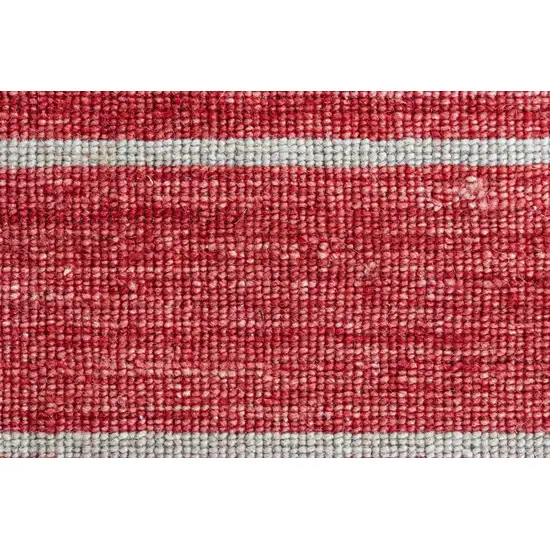 Red Wool Striped Hand Woven Area Rug Photo 8