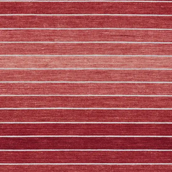 Red Wool Striped Hand Woven Area Rug Photo 7