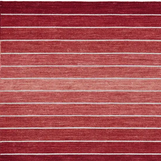 Red Wool Striped Hand Woven Area Rug Photo 6