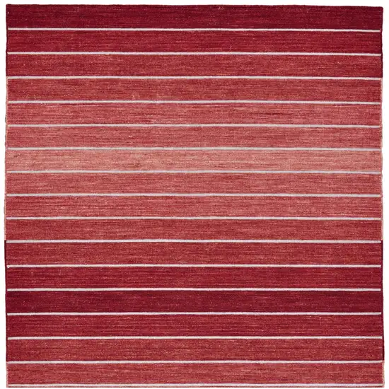 Red Wool Striped Hand Woven Area Rug Photo 4