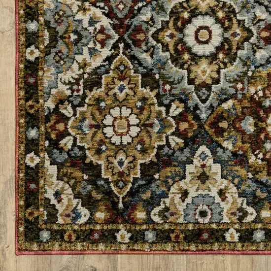 Red Yellow And Ivory Medallion Area Rug Photo 9