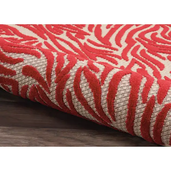 Red And Ivory Abstract Indoor Outdoor Area Rug Photo 5