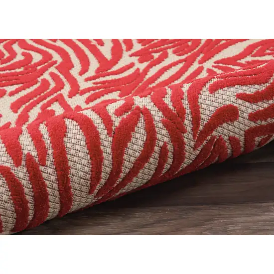 Red And Ivory Abstract Indoor Outdoor Area Rug Photo 3