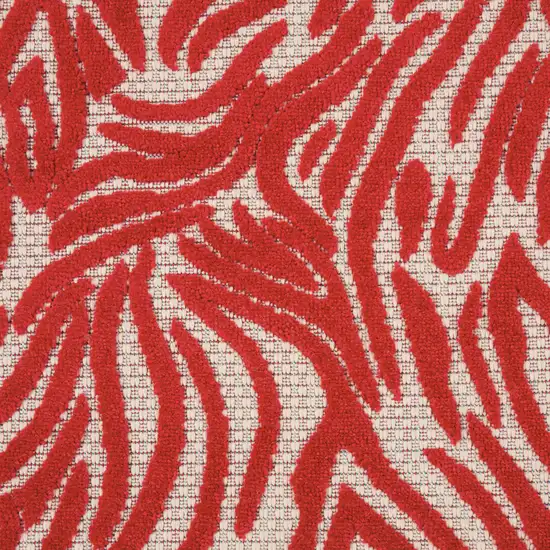 Red And Ivory Abstract Indoor Outdoor Area Rug Photo 9